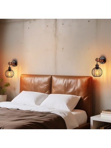 ZMH Wandleuchte in schwarz Holz 1-flammige E27 Vintage L 14.5CM