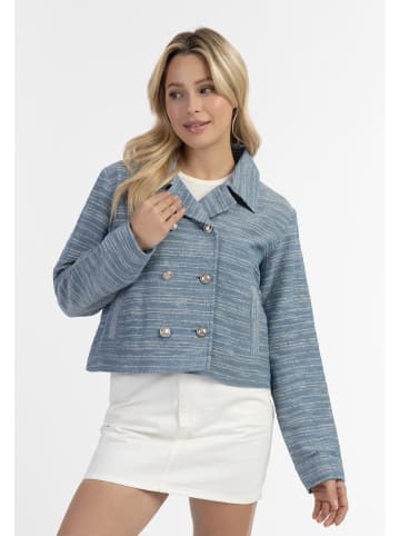 DreiMaster Damen Kurze Carbanjacke in Blau Wollweiss Streifen