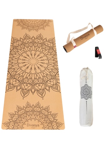 Divasya Kork-Yogamatte Natural Touch in Mandala-Design - 183 x 66 x 0,4cm