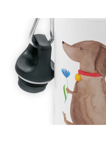 Mr. & Mrs. Panda Wasserflasche Hund Blume ohne Spruch in Weiß