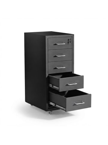 relaxdays Rollcontainer in Schwarz - (B)28 x (H)69 x (T)41 cm