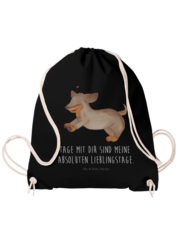 Mr. & Mrs. Panda gymnastiktasche Hund Dackel mit Spruch in Schwarz