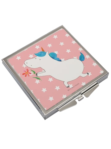 Mr. & Mrs. Panda Kosmetikspiegel Einhorn Blume ohne Spruch in Rot Pastell