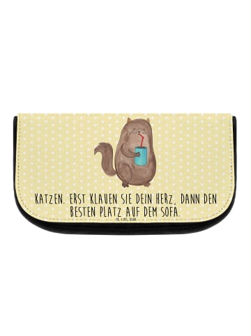 Mr. & Mrs. Panda Schminktasche Katze Dose mit Spruch in Gelb Pastell