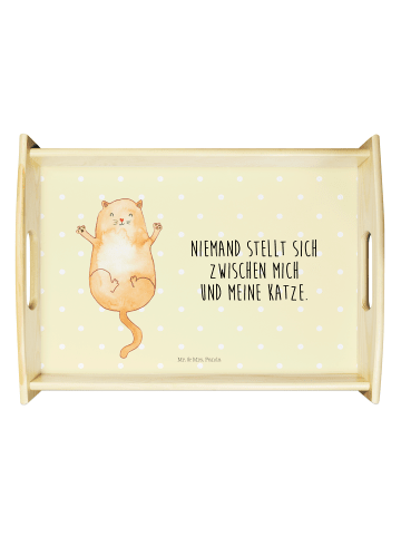 Mr. & Mrs. Panda Tablett Katze Umarmen mit Spruch in Gelb Pastell