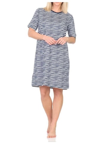 NORMANN Kurzarm Nachthemd Maritimer Look in navy
