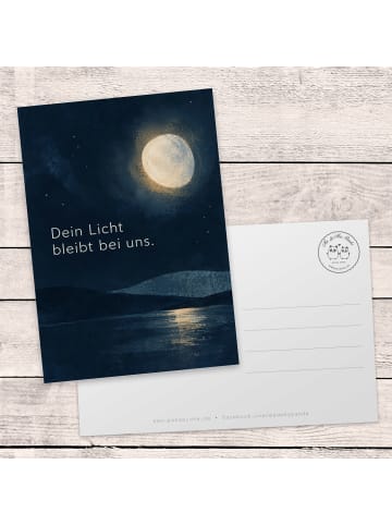 Mr. & Mrs. Panda Trauerkärtchen Licht still Design mit Spruch in Weiß