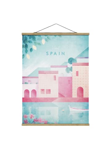 WALLART Stoffbild mit Posterleisten - Reiseposter - Spanien in Rosa