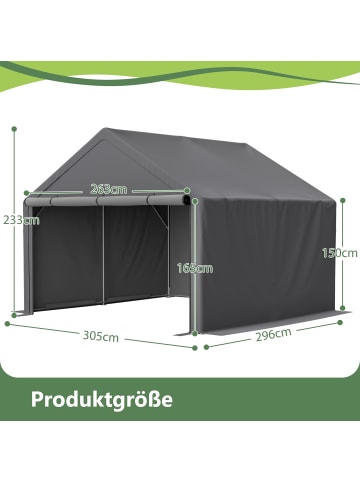 ABRIHOME Fahrradgarage in Dunkelgrau 305x296x233 cm für Werkzeug und Gartengeräte