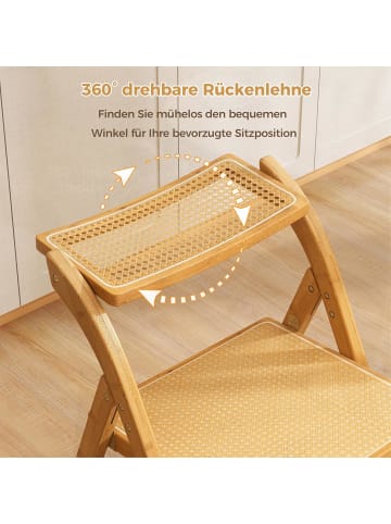 COSTWAY 2er Set Klappstühle im Boho-Stil in Hellbraun