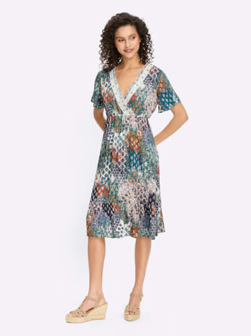 Heine Druckkleid in aquapetrol-sand-bedruckt