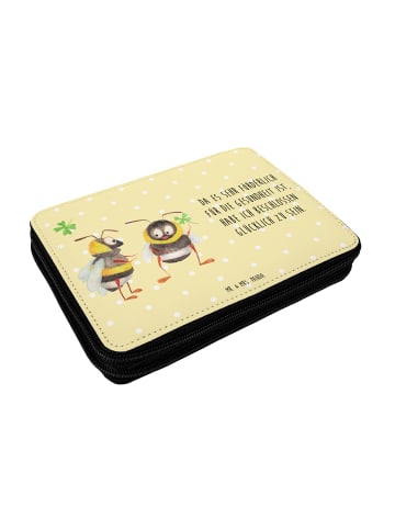 Mr. & Mrs. Panda Mäppchen Hummeln Kleeblatt mit Spruch in Gelb Pastell