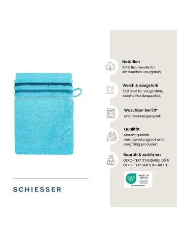 Schiesser Frottier-5er-Set: Waschhandschuhe Skyline Color in Türkis