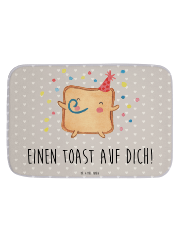 Mr. & Mrs. Panda Badteppich Toast Party mit Spruch in Grau Pastell