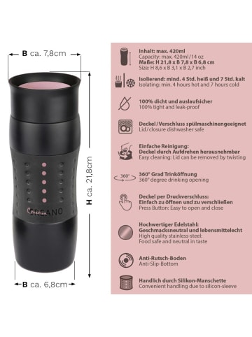 Creano Travel-mug  400ml "Rosa", isolierend aus Edelstahl