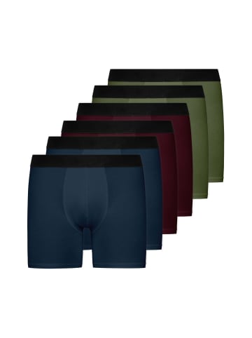 SNOCKS Lange Boxershorts Mix (Rot/Olive/Blau) 6 Stück