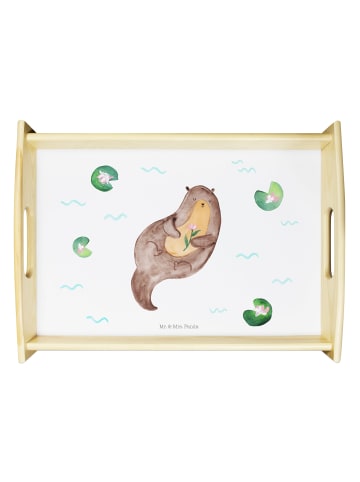 Mr. & Mrs. Panda Snack Tablett Otter Seerose ohne Spruch in Weiß