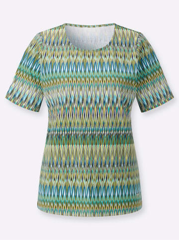 WITT WEIDEN Rundhals-Shirt in oliv-gelb-bedruckt