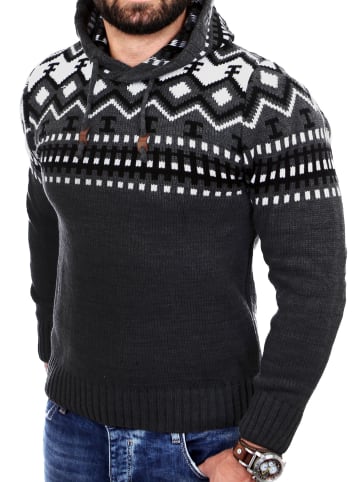 RESLAD Strickpullover Norweger in dunkegrau