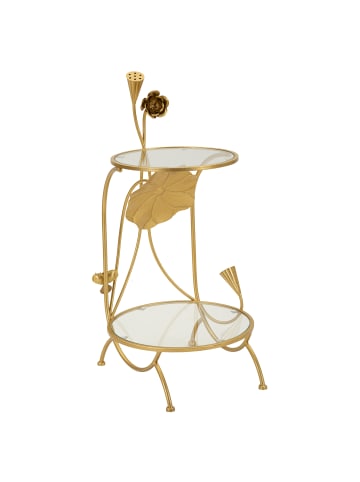 Mauro Ferretti Couchtisch mit 2 Ablagen aus goldfarbenem Metall und Glas, ø 40 x 78 cm