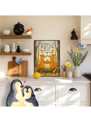 Mr. & Mrs. Panda Bild Füchse Liebe Pommes Design mit Spruch in Weiß