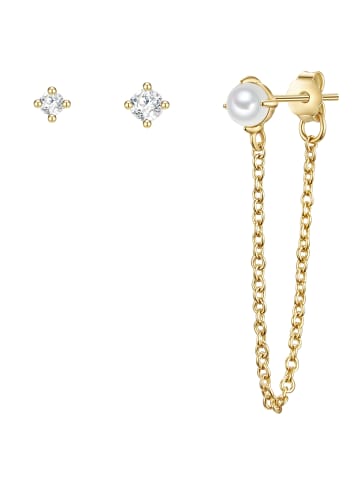 Glanzstücke München Ohrstecker Sterling Silber Zirkonia Süßwasser-Zuchtperle in gelbgold