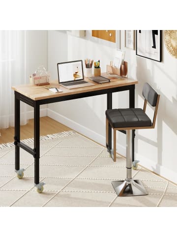 COSTWAY Verstellbare Werkbank mit Rollen in Hellbraun