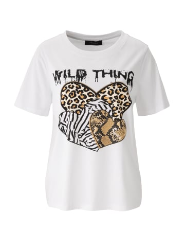 Aniston CASUAL T-Shirt in weiß-schwarz-beige-dunkelbraun