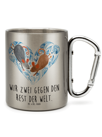 Mr. & Mrs. Panda Pott Mäuse Herz mit Spruch in Silber