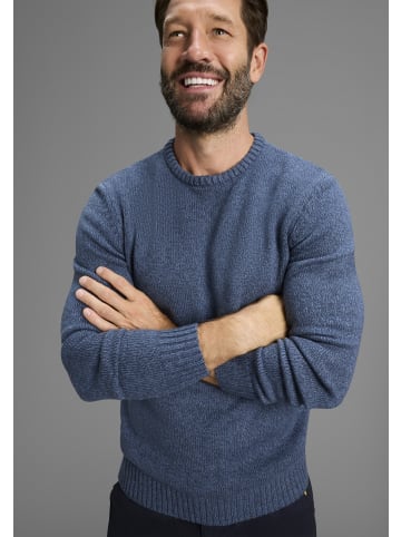 Man's World Rundhalspullover in blau melange