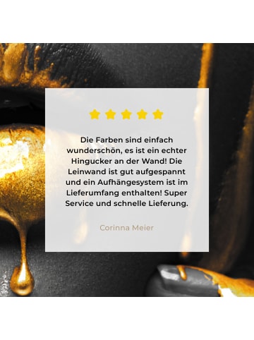 MuchoWow Leinwand bilder Gesicht gold schwarz (BxH)