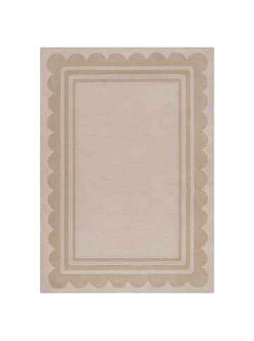 KADIMA DESIGN Wollteppich Grafisch, Rahmen, Wohnzimmer schmutzabweisend in Beige