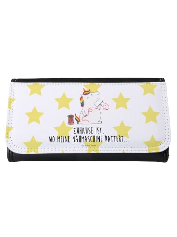 Mr. & Mrs. Panda Portemonnaie für Damen Einhorn Näherin mit Spruch in Weiß