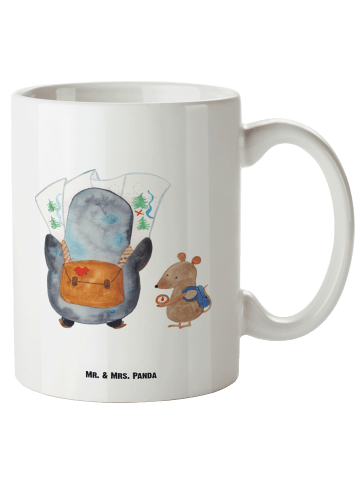 Mr. & Mrs. Panda Keramikbecher Pinguin & Maus Wanderer ohne Spruch in Weiß