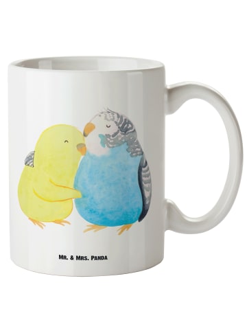 Mr. & Mrs. Panda Kaffeebecher Wellensittich Liebe ohne Spruch in Weiß