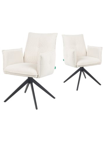 DUBI Möbel 2er-Set: Drehstuhl Mika-Nina in Creme - (B)60 x (H)88 x  (T)63 cm