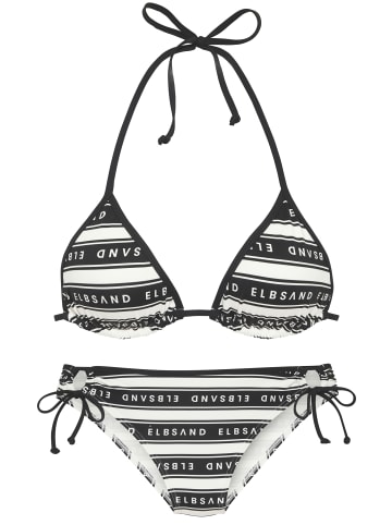 ELBSAND Triangel-Bikini in weiß-schwarz