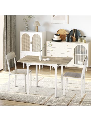 HOMCOM Essgruppe in Natur & Weiß 110L x 70B x 75H cm