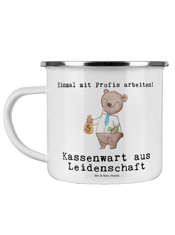 Mr. & Mrs. Panda Kaffeepott Kassenwart Leidenschaft mit Spruch in Weiß