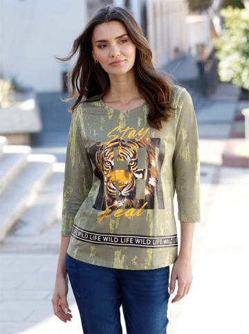 Sieh an! 3/4-Arm-Shirt in khaki-braun-bedruckt