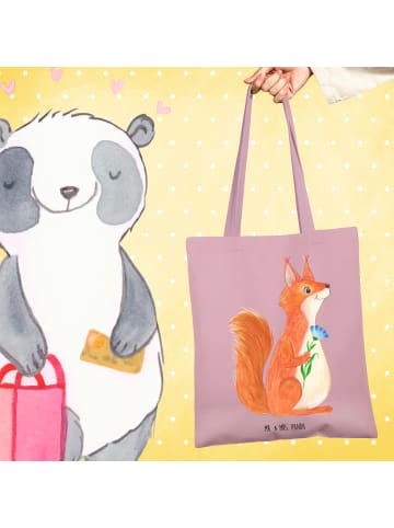 Mr. & Mrs. Panda Tote Bag Eichhörnchen Blume ohne Spruch in Rosa Pastell