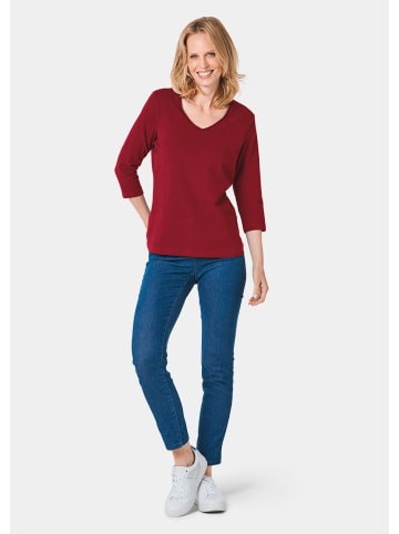 GOLDNER Shirt Shirt mit V-Ausschnitt in dunkelrot