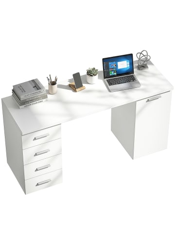 HOMCOM Computertisch-140L x 48B x 75H cm-Weiß