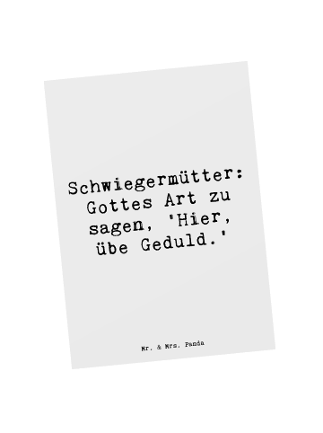 Mr. & Mrs. Panda Postkarte Schwiegermutter Geduld mit Spruch in Weiß