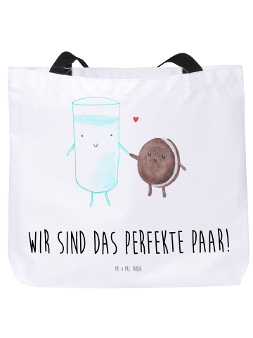 Mr. & Mrs. Panda Tasche Milch Keks mit Spruch in Weiß