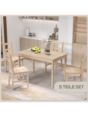 HOMCOM Essgruppe-118L x 73B x 75H cm-Naturholz