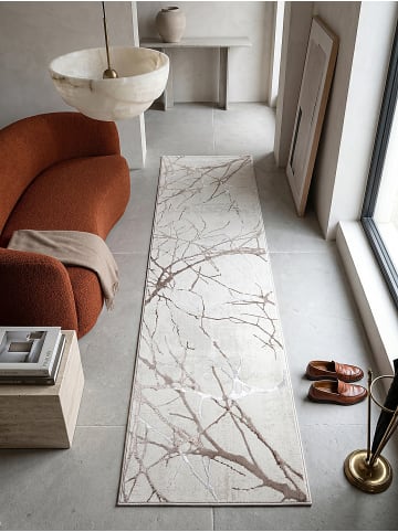KADIMA DESIGN Teppichläufer Abstrakt pflegeleicht Wohnzimmer Schlafzimmer Flur in Creme