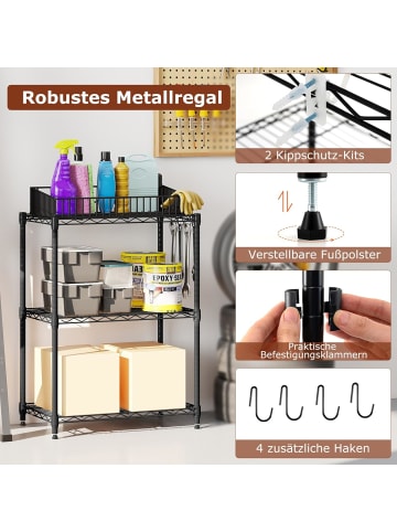 COSTWAY Metall Aufbewahrungsregal 3 stöckig in Schwarz