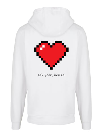 F4NT4STIC Basic Hoodie Pixel Herz Happy New Year Silvester in weiß