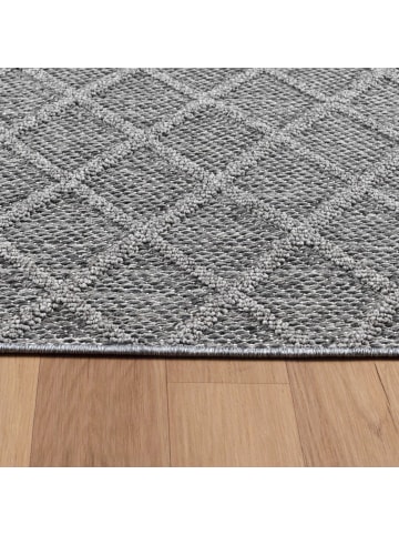 KADIMA DESIGN Teppich Outdoor Waschbar Raute CORTINA Strapazierfähig OEKO-TEX Balkon in Grau